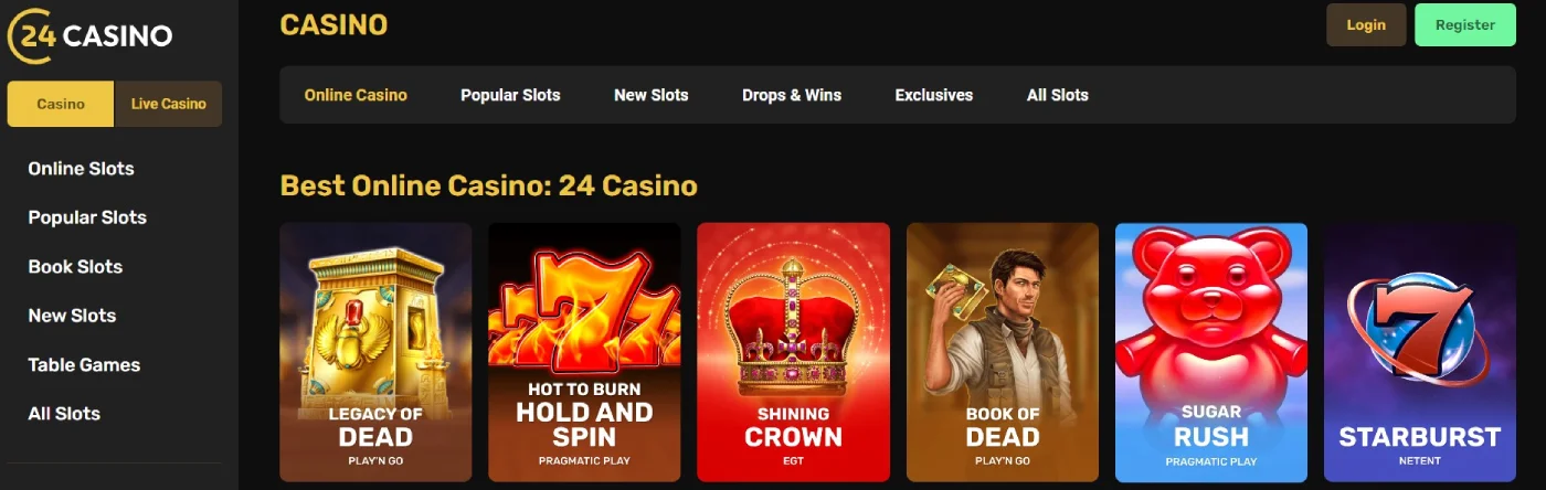 24casino Spieleauswahl