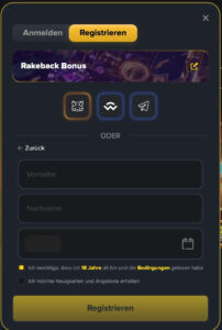 Betswap Registrierung Dateneingabe