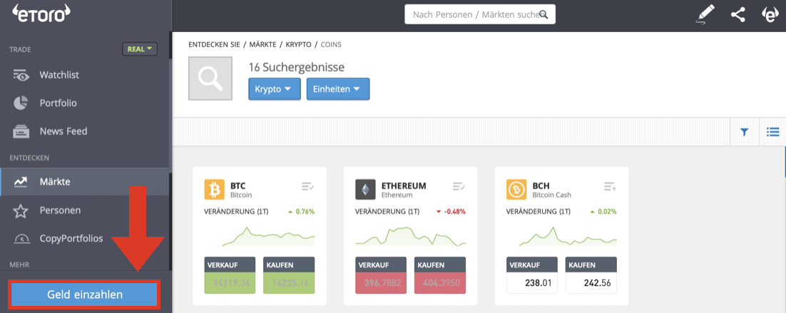 eToro Erfahrungen Geld einzahlen