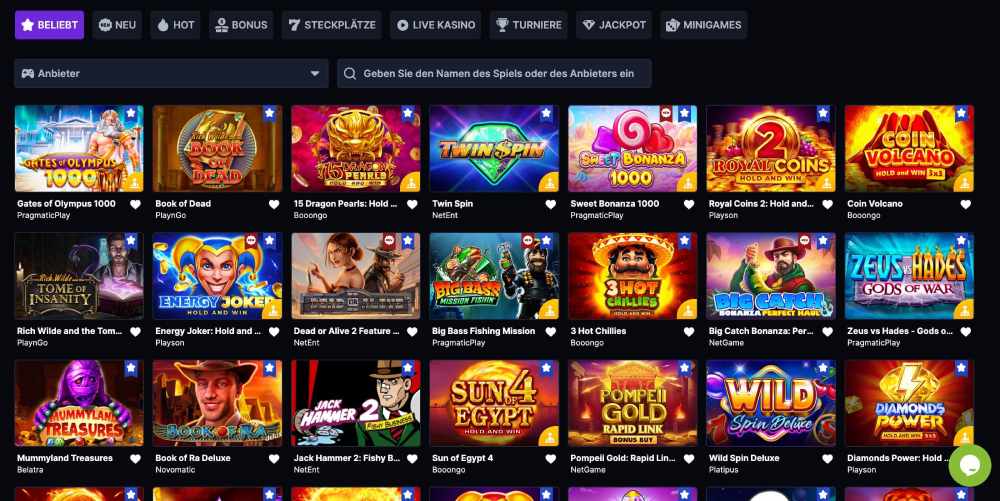 Hashlucky Spieleauswahl