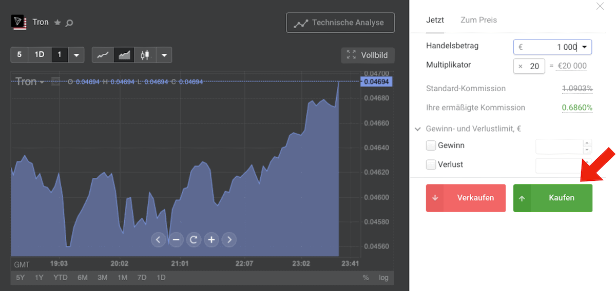 Tron kaufen bei Libertex