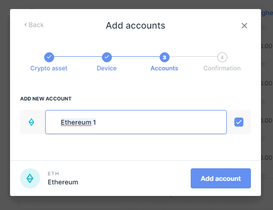 Konto anlegen für Ledger nanos