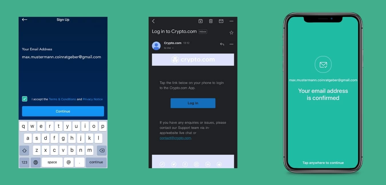 E-Mail Adresse eingeben Crypto.com