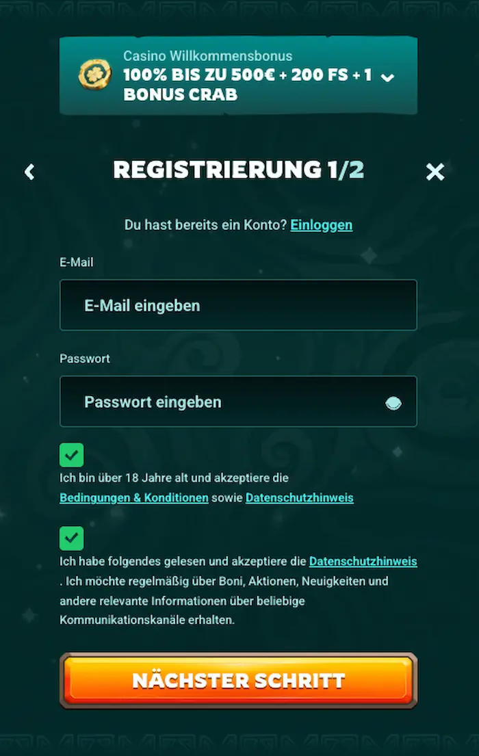 Playio Casino Registrierung 1