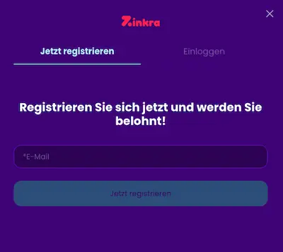 Zinkra Casino Konto Erstellen Schritt 1