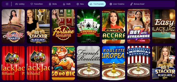 Zinkra Casino Tischspiele