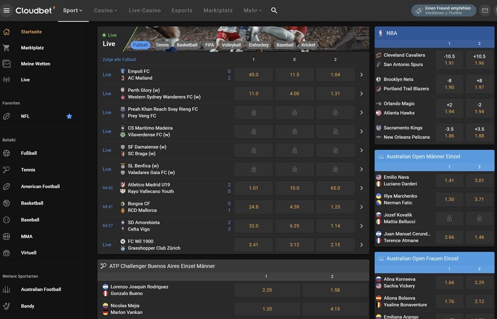 cloudbet sportwettenangebot