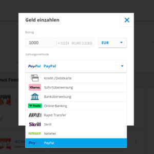 eToro Einzahlungsmethoden in der Kontoübersicht