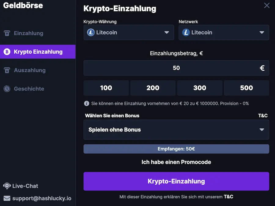 hashlucky litecoin zahlung