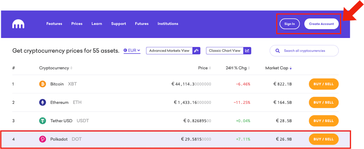 Polkadot bei Kraken kaufen