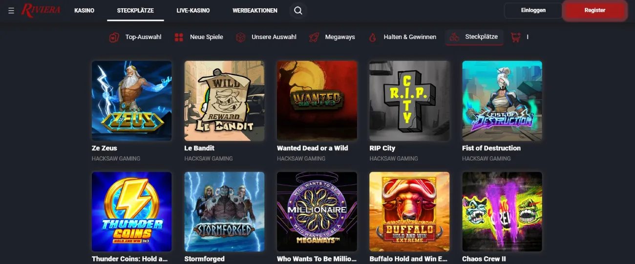 riviera Spieleauswahl